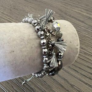 New Authentic Chan Luu Silver Mix Pull-Tie Bracelet Set